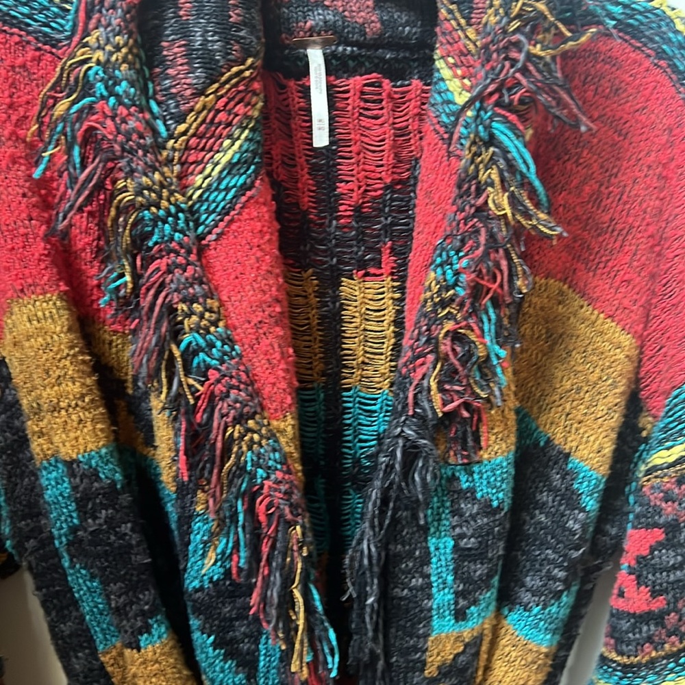 Free People Colorful Knit Cardigan with Belt - Picture 3 of 6